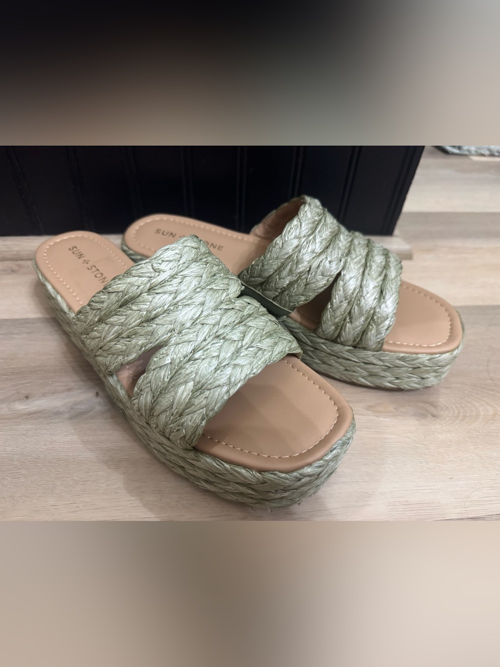 Sun + Stone Sage Braided Platform Slide Sandals